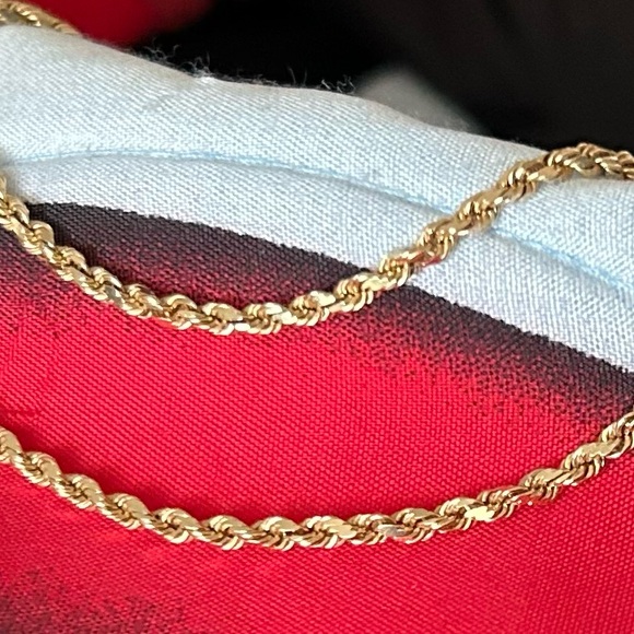 14k Gold Jewelry - 14k Diamond Cut Gold Rope Chain Looks lovely alone or paired with others 20”